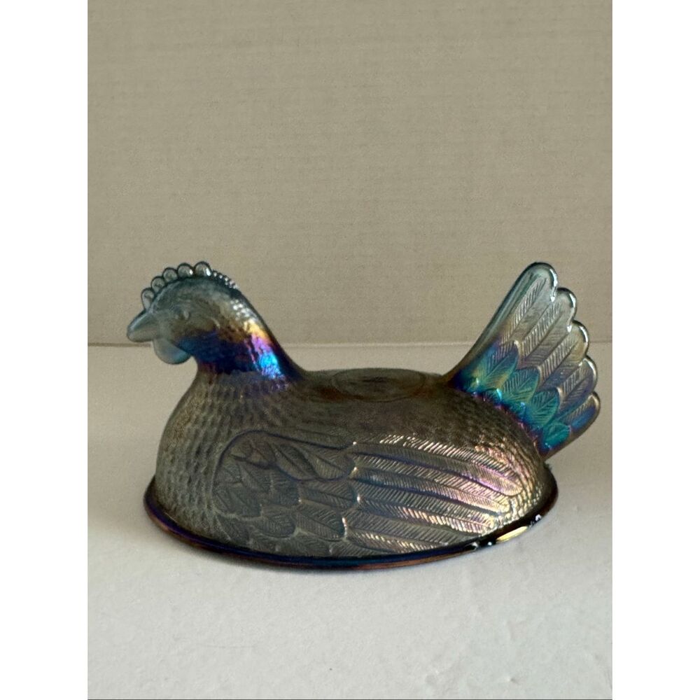 Indiana Glass Iridescent Blue Hen on the Nest TOP ONLY Replacement